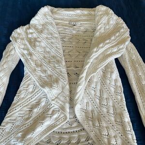 CAbi Ivory Textured Knit Cardigan
